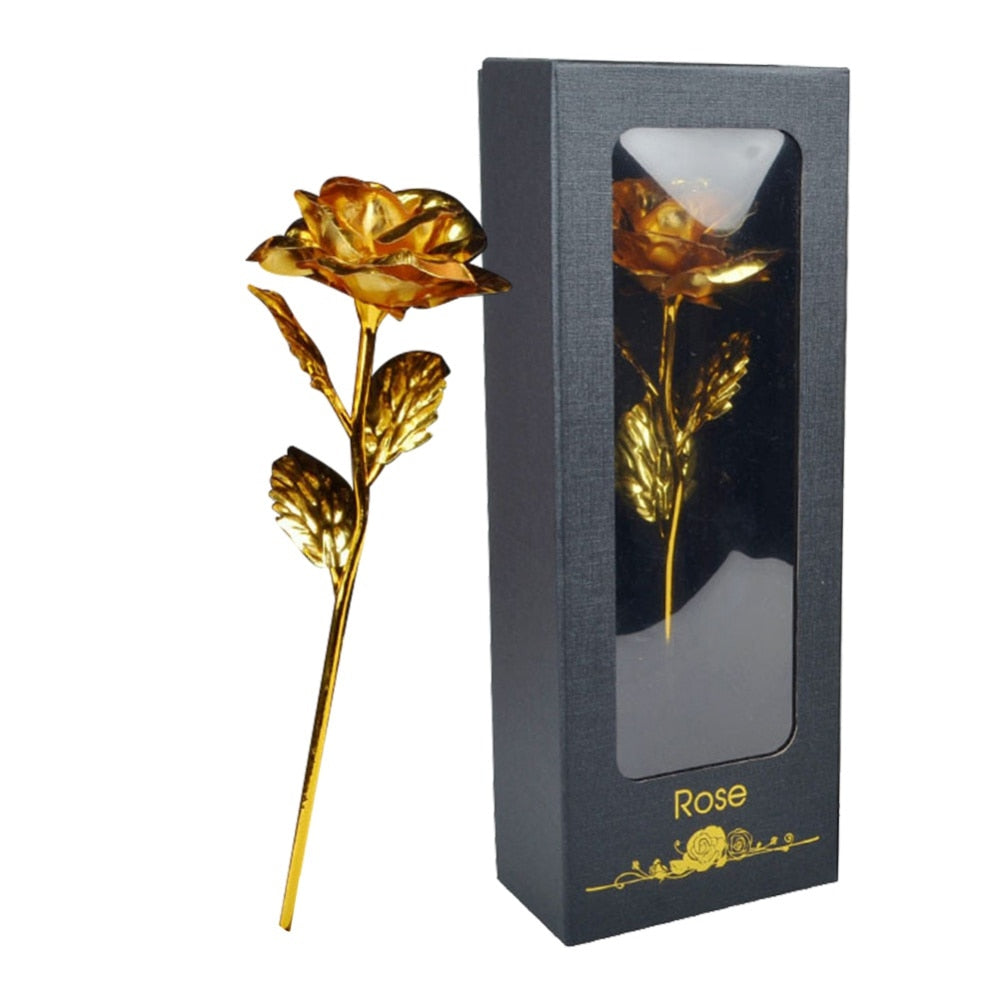 Gold Plated Rose With Love Holder Box