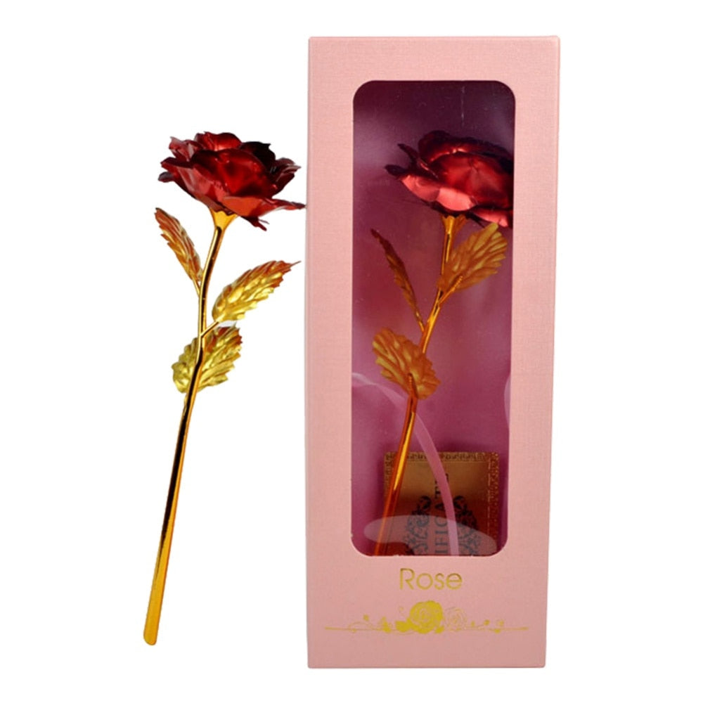 Gold Plated Rose With Love Holder Box