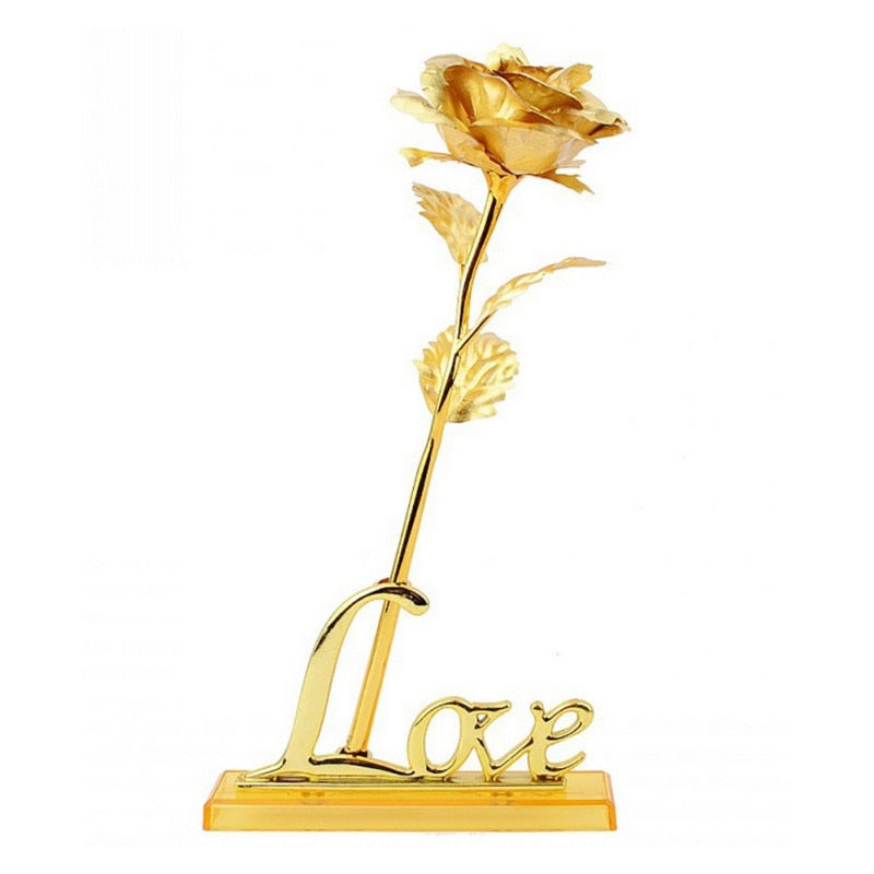 Gold Plated Rose With Love Holder Box