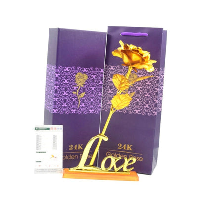 Gold Plated Rose With Love Holder Box