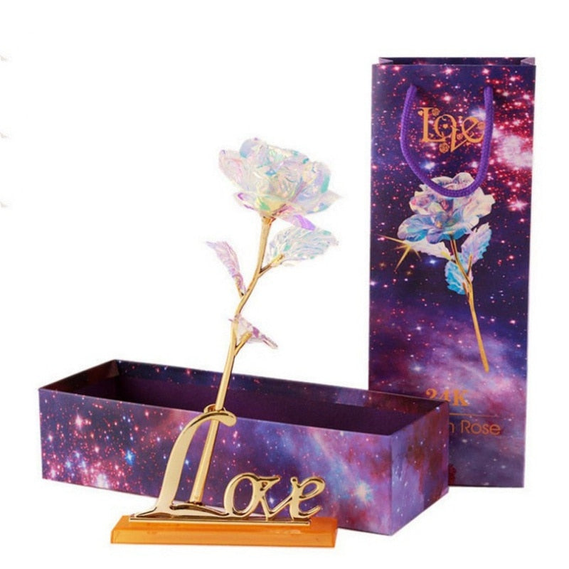 Gold Plated Rose With Love Holder Box