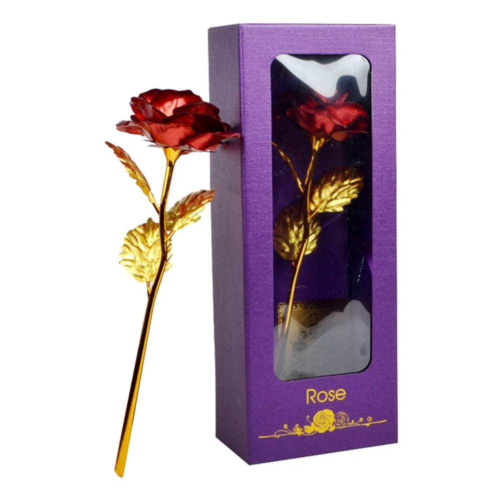 Gold Plated Rose With Love Holder Box