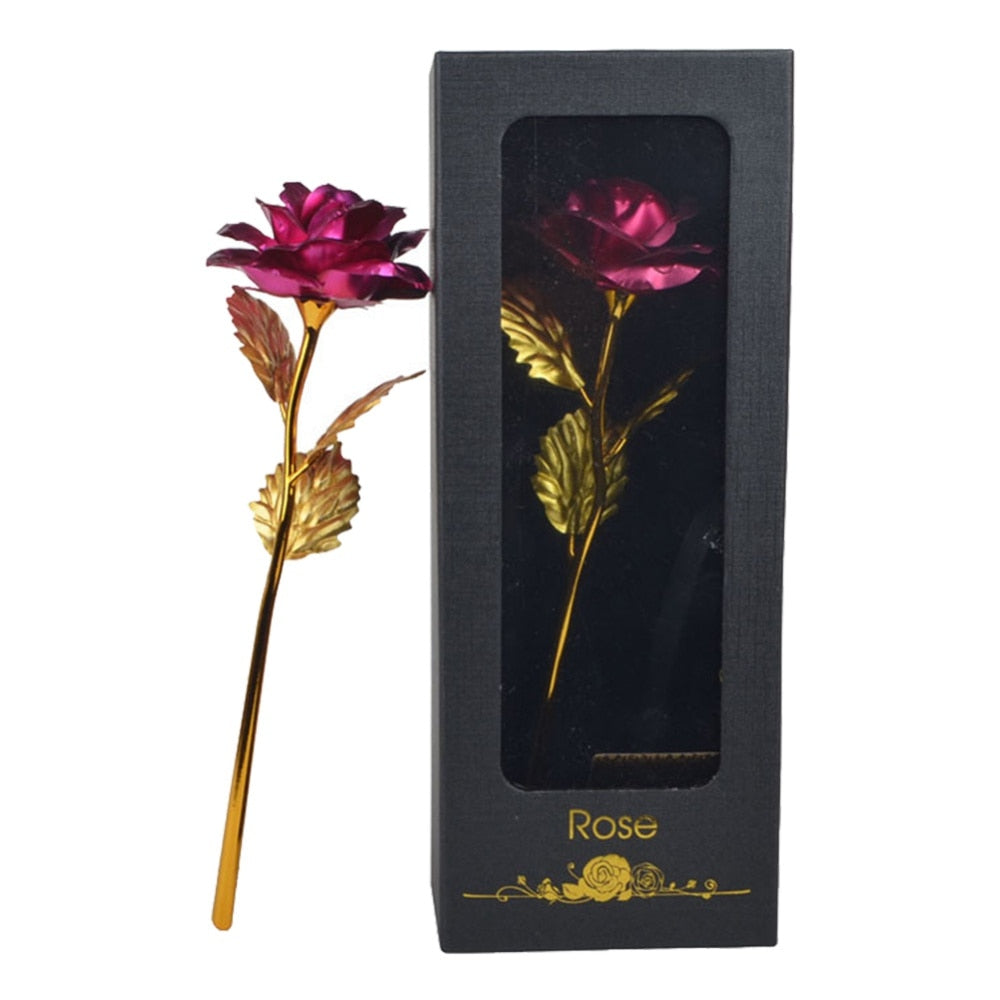 Gold Plated Rose With Love Holder Box